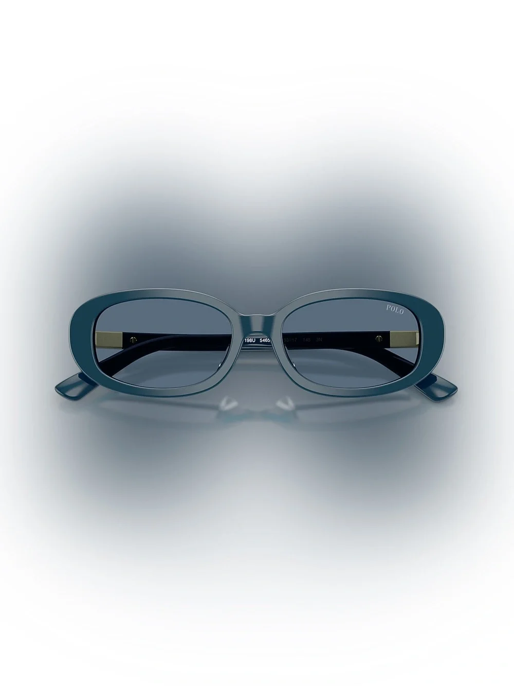 67. NEW Polo by Ralph Lauren Teal Oval Sunglasses with Gold Temple Accent
